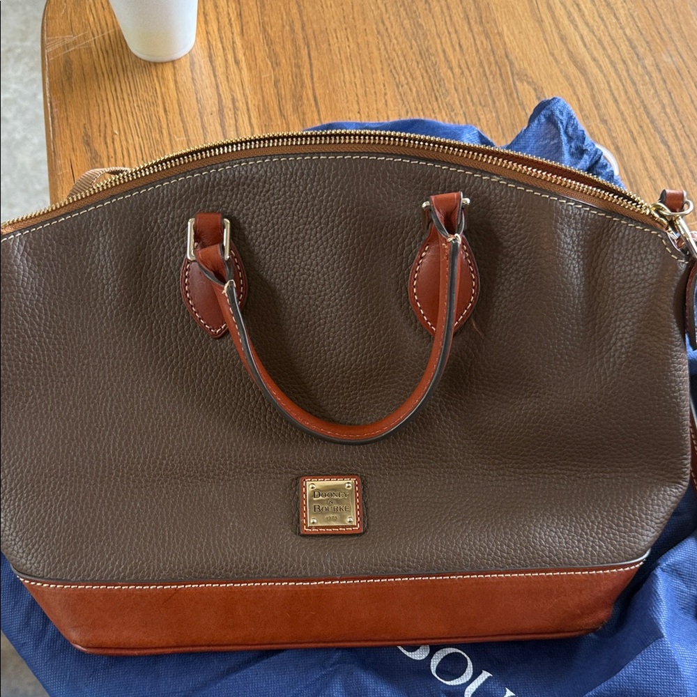 Dooney & Bourke Chocolate and Rust Leather Satchel